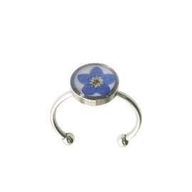 Fine Jewelry stainless steel forget me not resin flower wedding ring