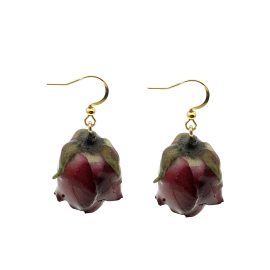 Chinese Factory Red Floral Rose Resin Earrings