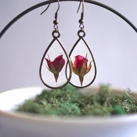 Sterling silver rose flower earrings