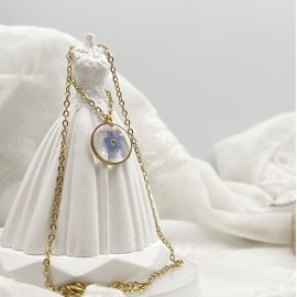 Classical Jewelry Nature Flower Forget Me Not Necklace