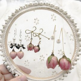 Custom rose earrings for women