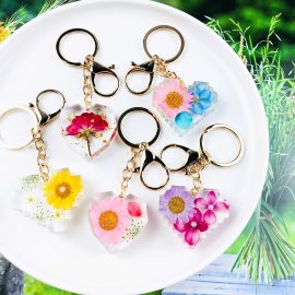 Colorful flower charm ornament jewelry resin keychain