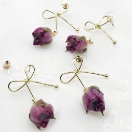 Newest bow resin rose earrings for girl