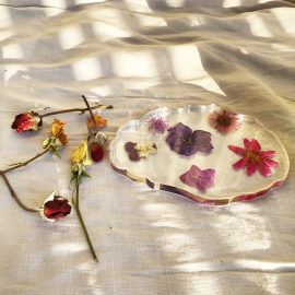 Wedding gift Resin art floral drink coaster
