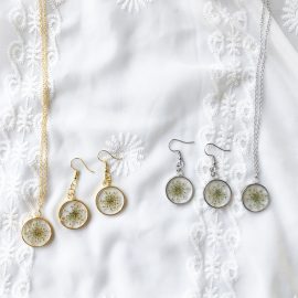 Natural Botanical queen anne’s lace jewelry set