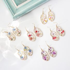 Korean fashion clear resin mix flowers earrings