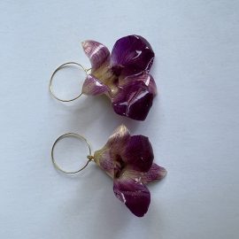 Sterling fashion real resin orchid flower earrings