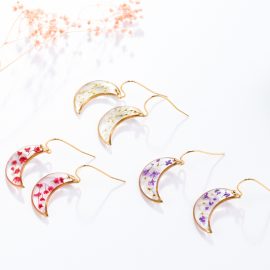 Gold color popular queen anne’s lace half moon women earrings