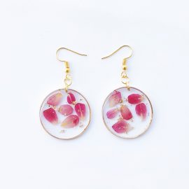 Colorful gold color rose petals earrings