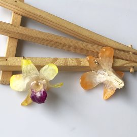 Beautiful 3d orchid flower earrings for girls