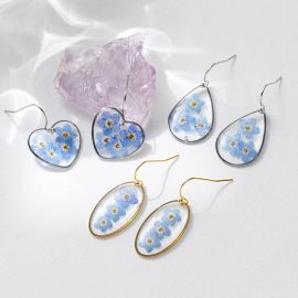 Different shape forget me not handmade natural flower earrings