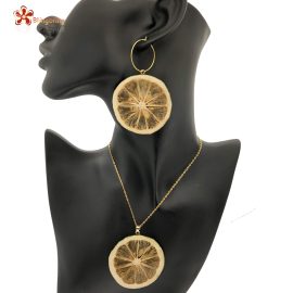 Botanical Dried Lime handmade resin earring necklace set