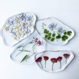 custom resin epoxy real flower coaster set