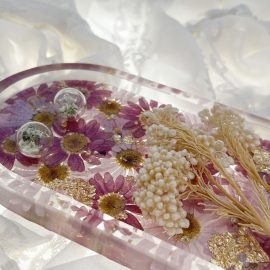 Botanical real flower epoxy resin craft art work
