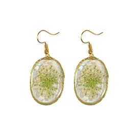 Real queen anne’s lace flower resin jewelry earrings