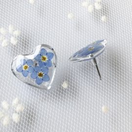 Chinese custom blue color forget me not resin earrings