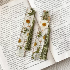 Wildflower resin dried arylic custom bookmark for kids