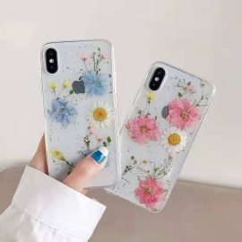 Real pressed flower phone case for mobile cell phone