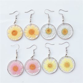 Plant pendant coloful daisy flower gift resin earrings for women