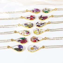 Different kinds flower fashion epoxy statement women resin necklaces