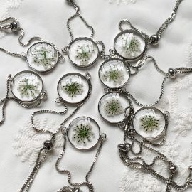 Stainless steel real flower resin floral women bracelets