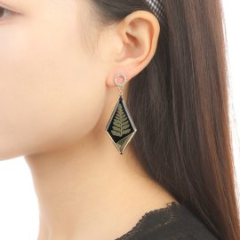 New design real fern leaf gold plated women earrings