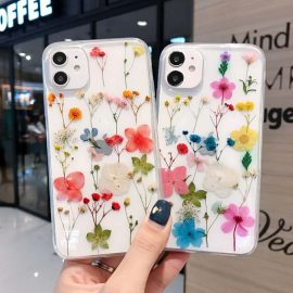 Custom pressed flower resin transparent phone cover case