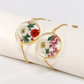 Adjustable real gold resin flower fashion bracelets