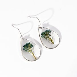 Silver waterdrop natural flower women resin luxury earrings