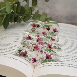 Thumb hollow dry flower real clear resin bookmark