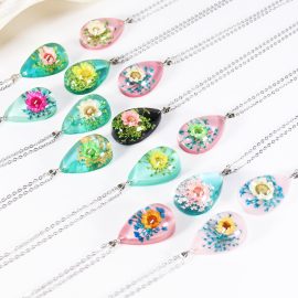 Party jewelry handmade waterdrop crystal resin flower necklaces