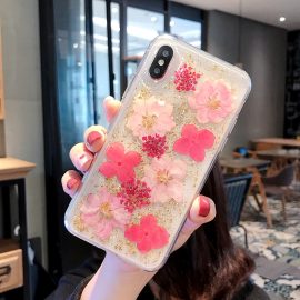 Colorful real flower clear resin new design phone case