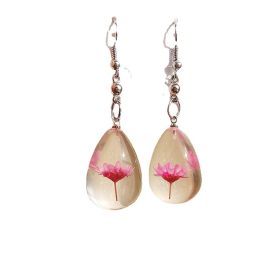 Natural pressed plum blossom daisy flower earrings