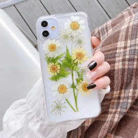 High quality pressed resn daisy flower phone case