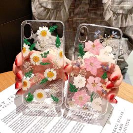 Cleat luxury resin flower clear phone case for iphone 11 12
