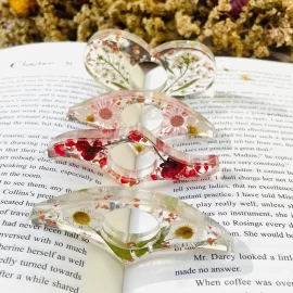 New design handmade pressed dry flower resin colorful bookmark