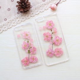 Pink flower resin rocket larkspur phone case