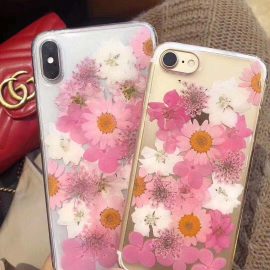 Mix flower resin floral clear mobile phone case for iphone