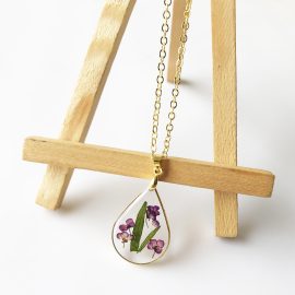 Hot selling sweet alyssum reisn real flower necklace