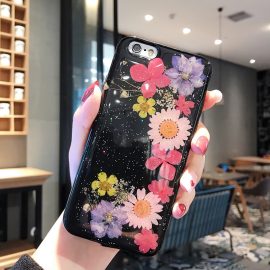 Gliter real pressed flower resin high quality phone case