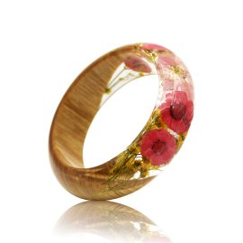 Wood natural dry rocket larkspur flower resin arylic bangles