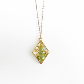 Women custom jewelry green fern leaf resin necklaces