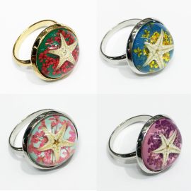 High quality beautiful resin rings cool epoxy resin jewelry ring with starfish inside for girls gift