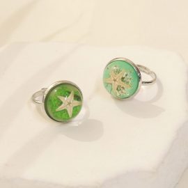 Competitive price cheap elegant round starfish ring gold plated jewelry
