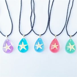 Starfish amber necklace handicraft tourist souvenir natural starfish specimen luminous stone necklace jewelry