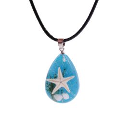 Natural starfish specimen luminous stone necklace resin starfish souvenir amber necklace handicraft necklace