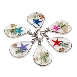 Fashion natural starfish specimens pendant necklace resin waterdrop shape sea starfish necklace for women girls