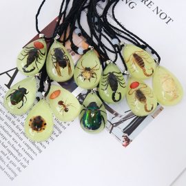 Custom glow real insects resin pendant necklace insect specimen necklace jewelry for men