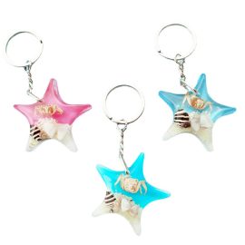 DIY Resin Drop Adhesive Pendant Keyring Bag Mobile Phone Car Pendant Key Chain Summer New Starfish Shape Keychain Gift