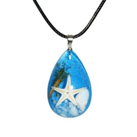 Colorful ocean resin crystal sea star charm necklace waterdrop necklace jewelry craft gift